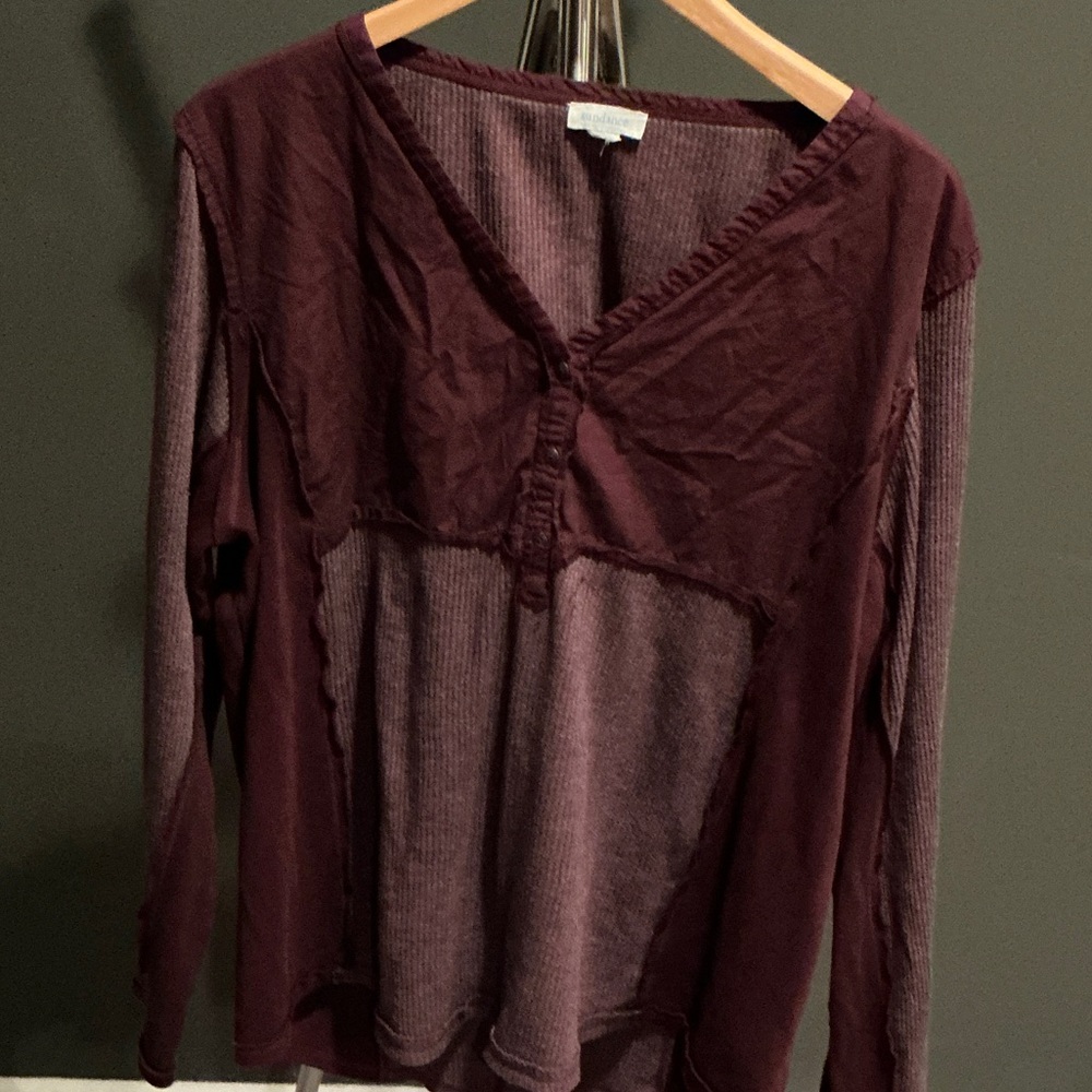 Sundance Burgundy V-Neck Blouse